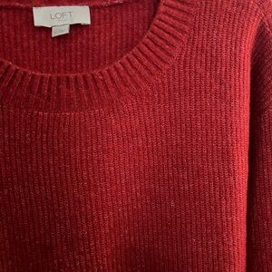 LOFT Women's Rich Red Crew Neck Sweater